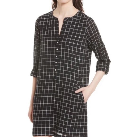 Soft Joie Eguine Black White Plaid Dress Cotton Size S - Picture 3 of 8